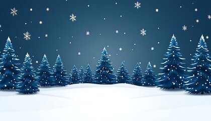 Obraz premium Snowy Forest Night Scene