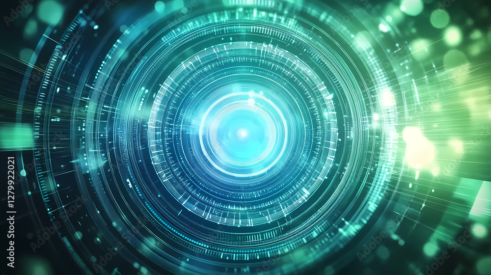 Poster futuristic abstract tech design with glowing core