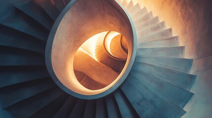 Modern Spiral Staircase, Interior Architecture, Warm Lighting,  Architectural Design