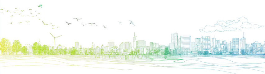 green grass and blue sky background