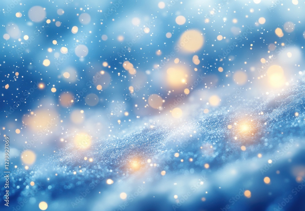 Poster enchanting winter background with soft bokeh lights and gentle snowfall creating a serene and magica