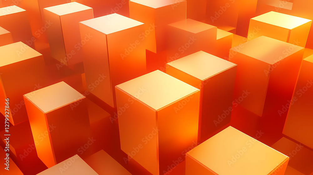 Poster abstract pattern of orange cubes