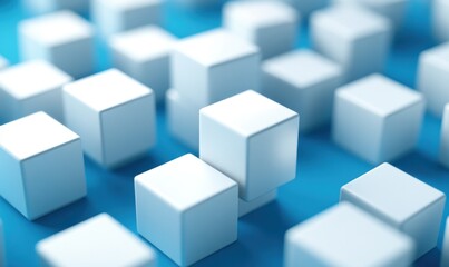Obraz premium Abstract background of white cubes on blue surface.
