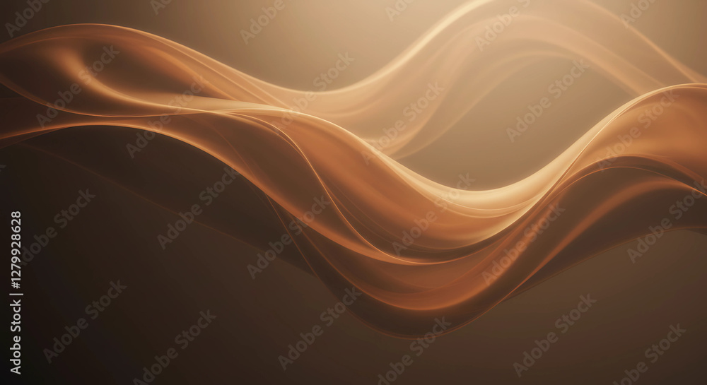 Poster silken currents: abstract waves in warm brown tones - a smooth composition with flowing lines and so
