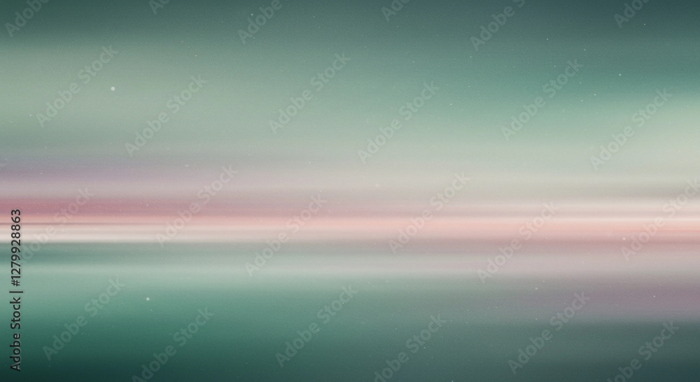Poster blurred horizon: soft gradient with muted tones - a minimalist abstract with blended greens and pink