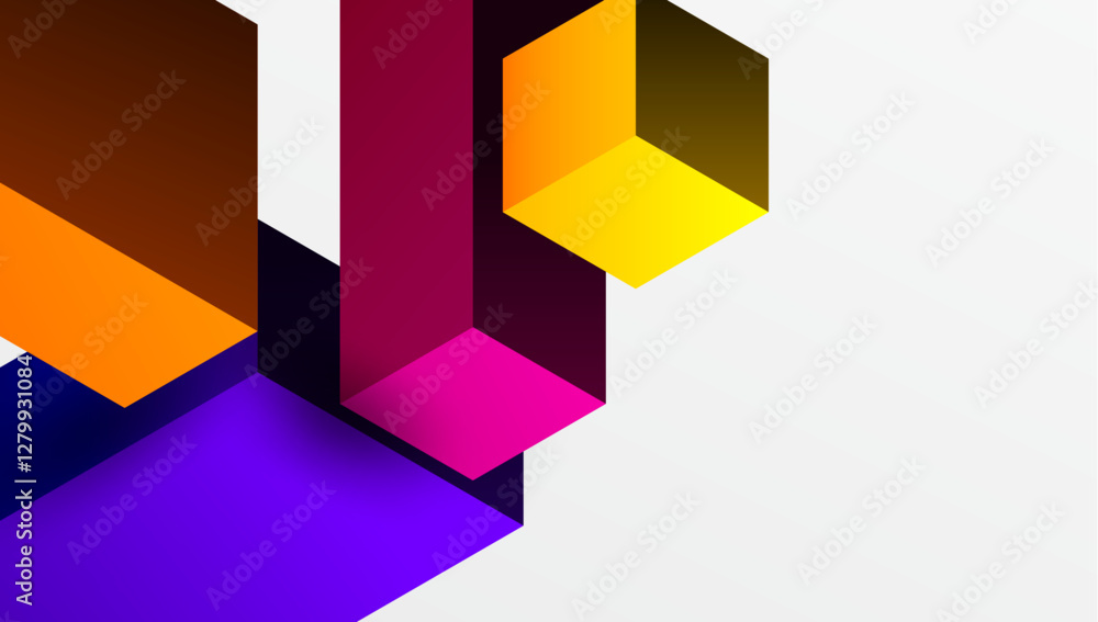 Aufkleber Sleek abstract design featuring isometric 3D blocks in a clean, modern composition. Perfect for tech-inspired themes, with vibrant colors and geometric precision