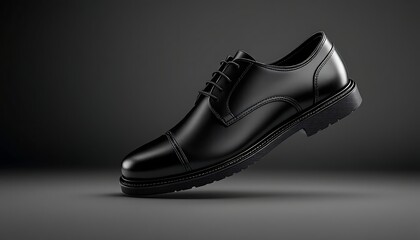 Elegant Black Leather Oxford Shoe on a Gradient Background for Advertising