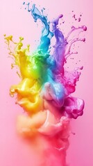 Fototapeta premium Abstract Holi Color Splashes on Gradient Background, Holi 