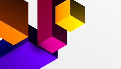 Sleek abstract design featuring isometric 3D blocks in a clean, modern composition. Perfect for tech-inspired themes, with vibrant colors and geometric precision