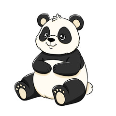 Panda cartoon, vector illustration, panda icon isolated on white background.