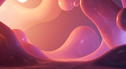 Organic Forms: Luminous Waves of Pink and Peach - Abstract Shapes with Soft Gradients, Evoking a Sense of Fluidity and Dreamlike Serenity