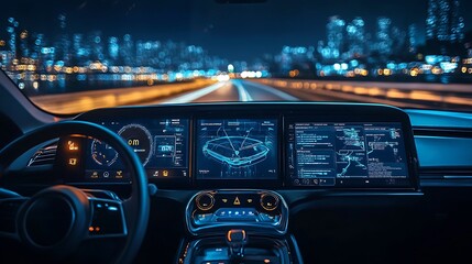 Autonomous car dashboard with advanced interface high resolution hd picture