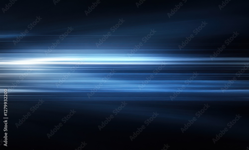 Poster futuristic blue light abstract background with horizontal motion blur and soft gradient for technolo