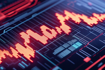 Tech stocks financial market volatility. Data driven analysis of tech market volatility with digital graphs