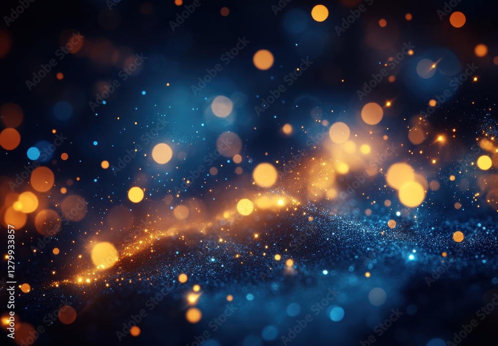 Poster glowing particles and bokeh effect in multicolored background with cosmic feel for abstract art and 