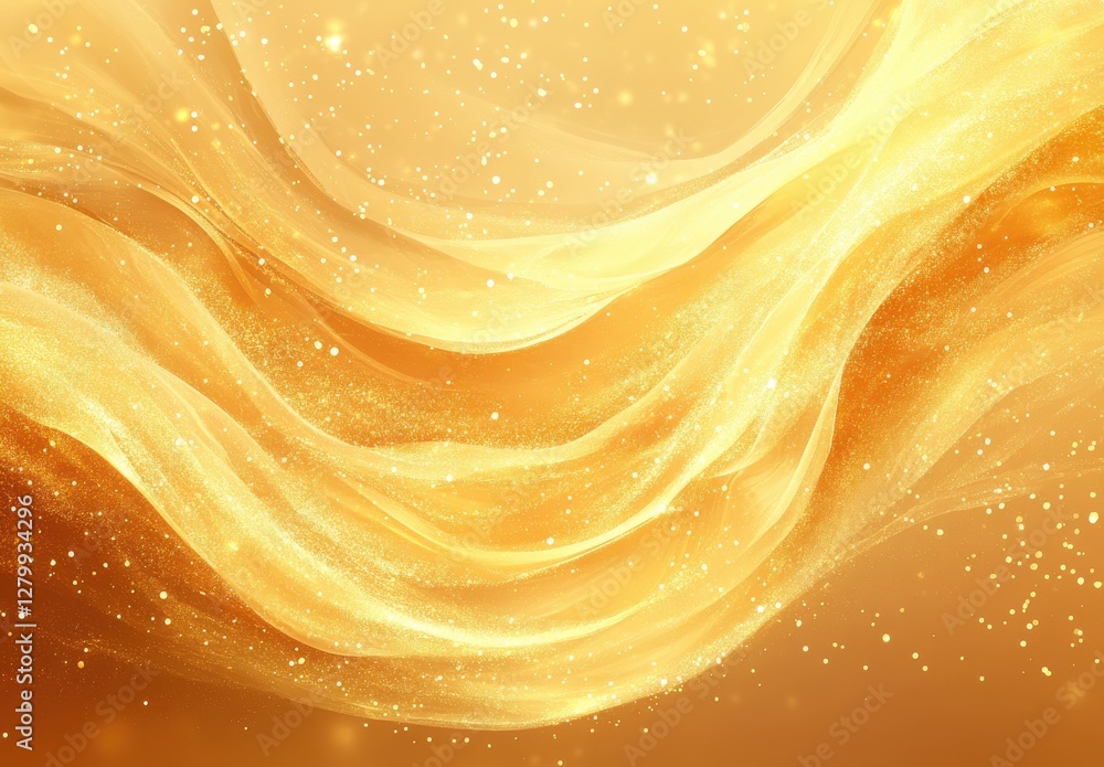 Poster golden abstract background with flowing textures and sparkling light effects for creative projects a