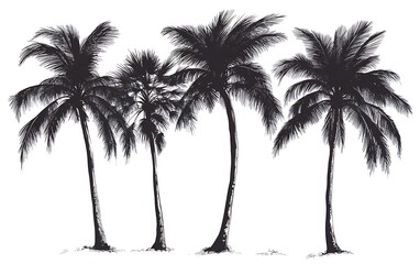 Fototapeta premium Silhouettes of palm trees on white background for graphic design