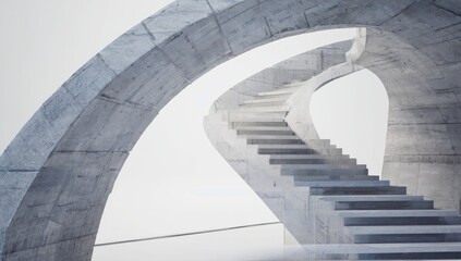 Abstract concrete spiral staircase