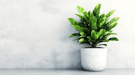 Lush Green Plant in a White Decorative Pot