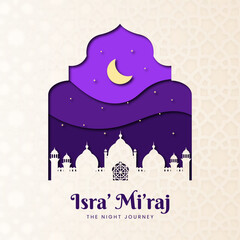 Paper style ramadhan kareem islamic new year illustration background poster template