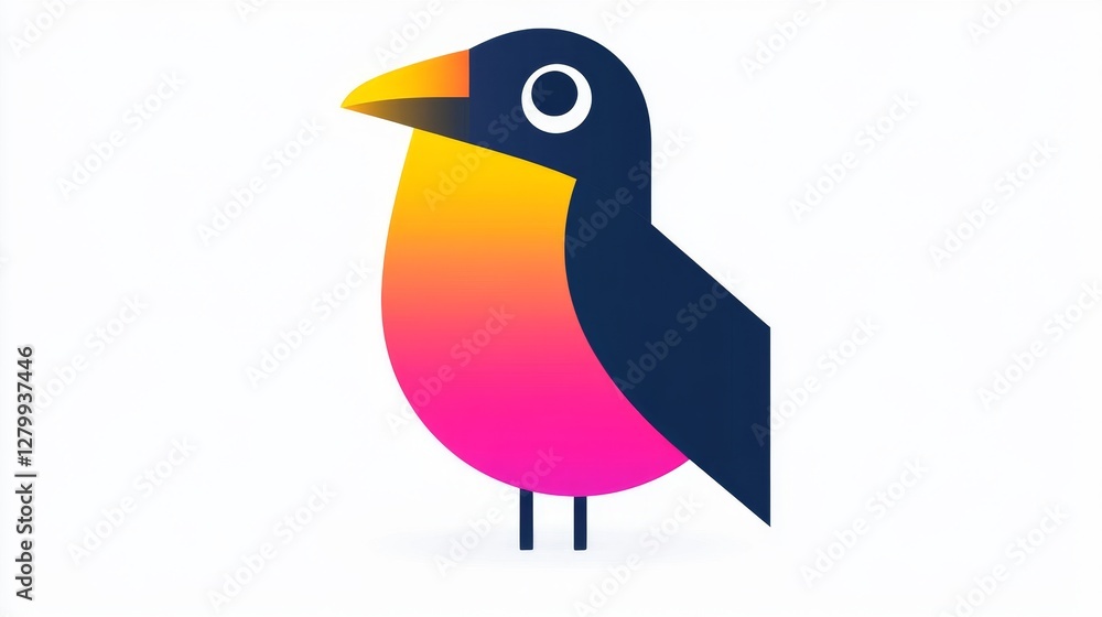 Poster vibrant pixelated bird illustration a modern and minimalistic design ideal for digital branding or p