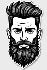 Obraz premium Bearded and mustached barber skull