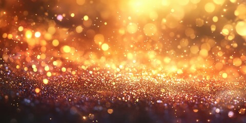 Obraz premium Shimmering golden bokeh texture creating a warm, magical atmosphere for backgrounds and design projects showcasing light and celebration elements