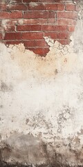 Fototapeta premium Cracked brick design: aged facade, weathered wall texture, rustic surface marks, worn masonry aesthetics, aged structural charm, uneven brickwork details, distressed finish, vintage ambiance
