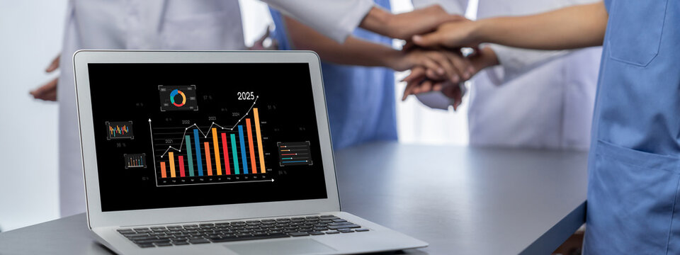 Business data dashboard provide business intelligence analytic for marketing strategy planning brisk with big data set to analyze customer demands and foreseeing business future