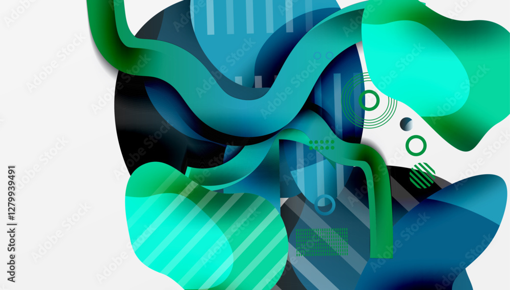 Poster abstract background - lines circles and liquid shapes