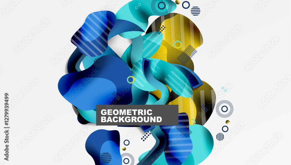 Poster Abstract background - Lines circles and liquid shapes