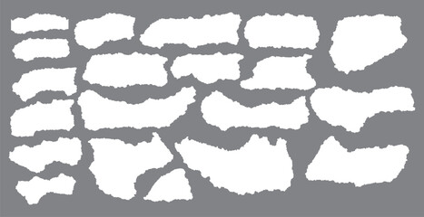 A realistic set of ripped white paper sheets Png isolated on a transparent texture background	
