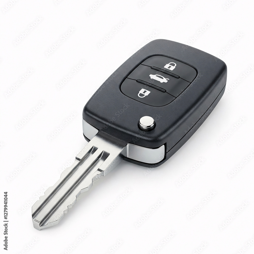 Poster car key with remote control isolated on white background front view