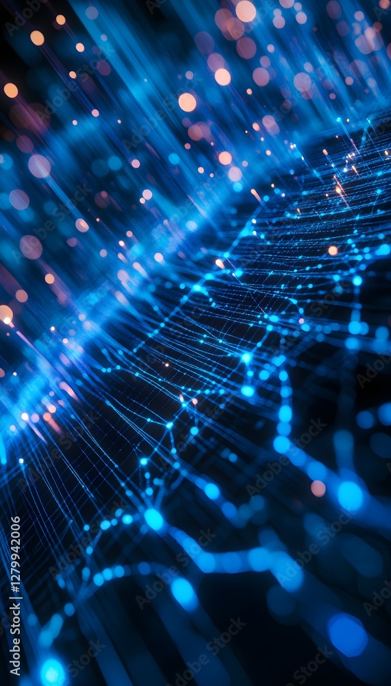 Poster abstract image depicts network connections and data communication
