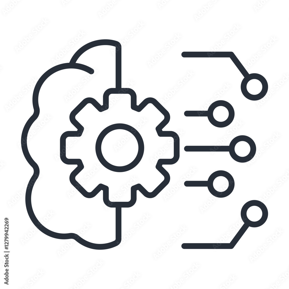 Poster deep learning icon. vector.editable stroke.linear style sign for use web design,logo.symbol illustra