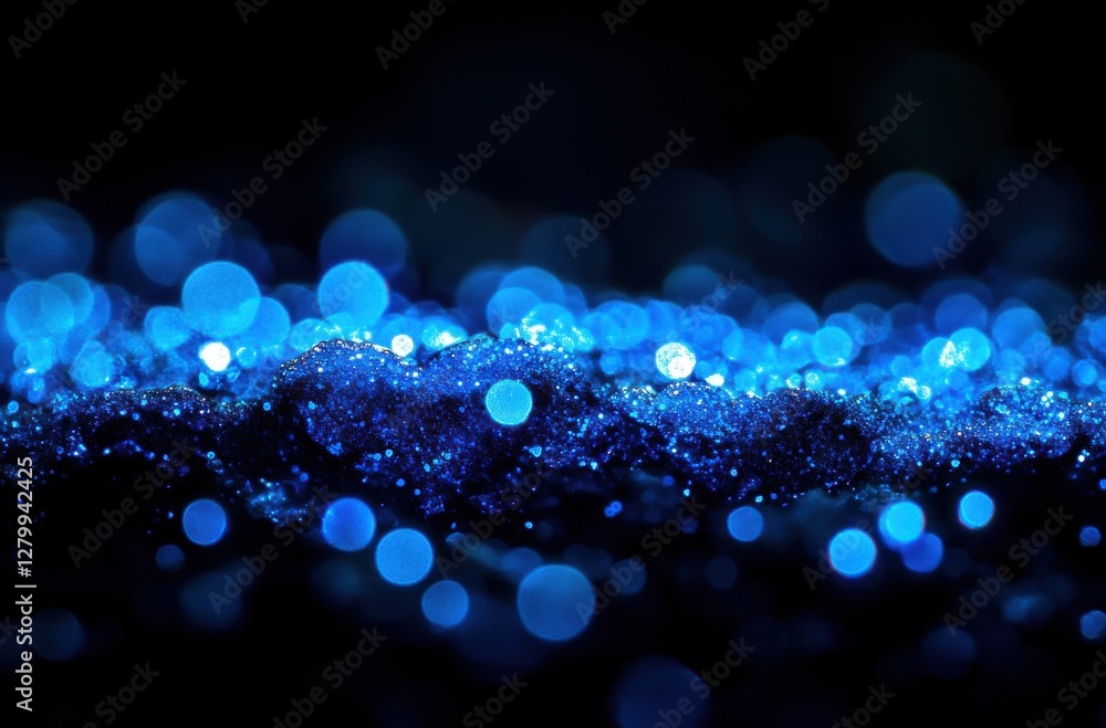 Poster sparkling blue glitter background with bokeh effect for creative projects and design use in commerci