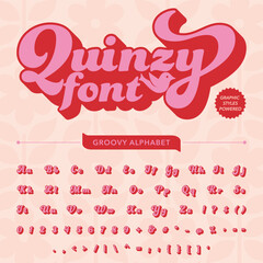 Quinzy groovy retro bold Font alphabet vector file