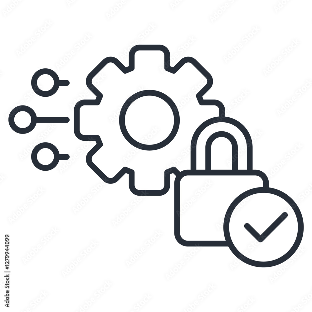 Poster ai security icon. vector.editable stroke.linear style sign for use web design,logo.symbol illustrati