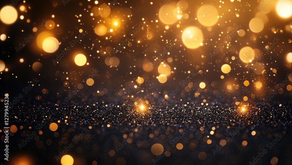 Poster sparkling golden bokeh and shimmering dust particles create a magical festive atmosphere for celebra
