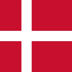 Fototapeta premium Denmark flag. Flag icon. Standard color. A square flag. Square icon. Computer illustration. Digital illustration. Vector illustration.