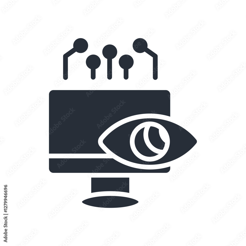 Poster computer vision icon. vector.editable stroke.linear style sign for use web design,logo.symbol illust