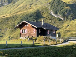 Traditional rural architecture and family livestock farms of the Uri Alps mountain massif, Melchtal - Canton of Obwalden, Switzerland (Kanton Obwald, Schweiz)