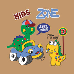 kids zone dinosaur design cartoon vector illustration