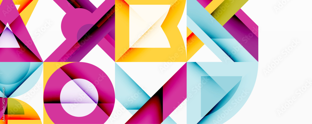Poster minimal geometric abstract background. circle square and triangle design