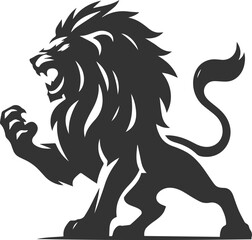 A lion in a battle stance and ready to attack vector animal silhouette
