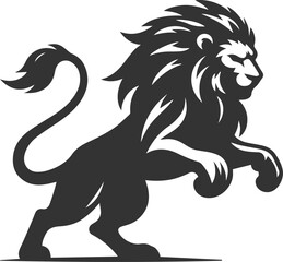 A lion in a battle stance and ready to attack vector animal silhouette