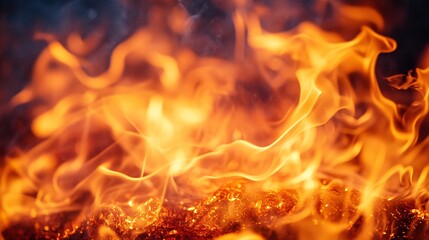 A close up of fire burning intensely with flames