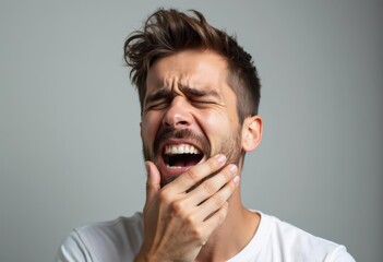 young man has toothache