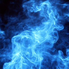 Obraz premium Blue fire swirls, dark background, abstract art