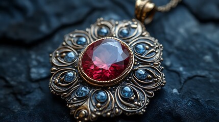 Obraz premium Gemstone vintage pendant with ornate high resolution hd design
